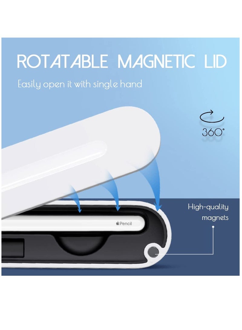 KASTWAVE Carrying Case for Apple Pencil 1st, Generation Swivel Magnetic Lid Storage Case for Apple Pencil 1st Generation Protective Case for iPad Pencil, Holder Accessory (White) - Image 2