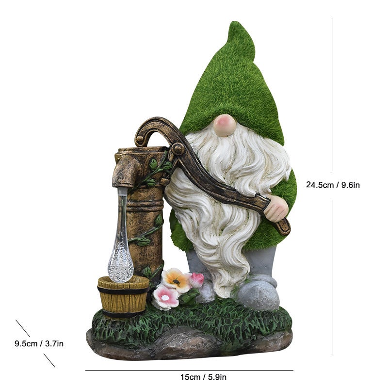 Solar Flocked Gnome Carrying Lantern Outdoor Light Resin Figurine for Garden Dwarf Decor - Image 1