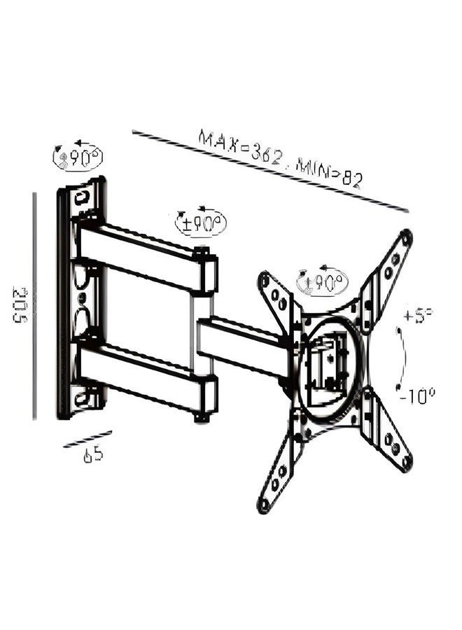 fujistar FS-XL43 Full Motion TV Wall Mount Bracket for 19–43 Inch Screens – Swivel & Tilt Adjustable, Heavy-Duty VESA Mount (Up to 20kg/44lbs) - Image 2