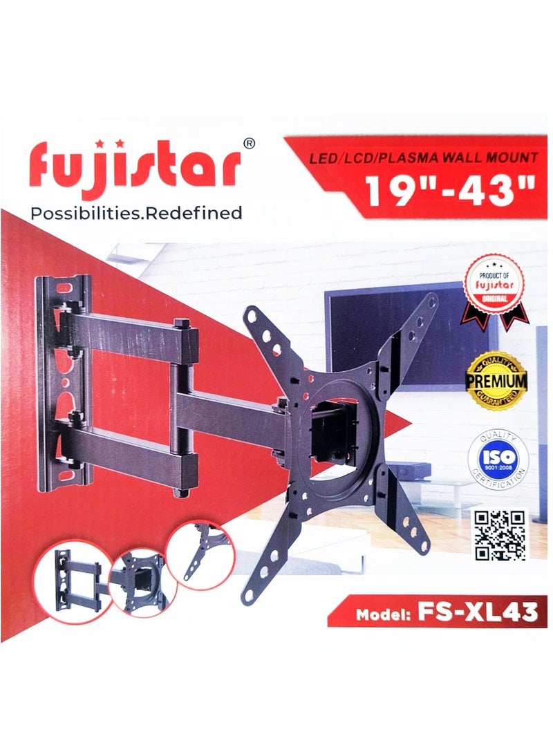 fujistar FS-XL43 Full Motion TV Wall Mount Bracket for 19–43 Inch Screens – Swivel & Tilt Adjustable, Heavy-Duty VESA Mount (Up to 20kg/44lbs) - Image 4