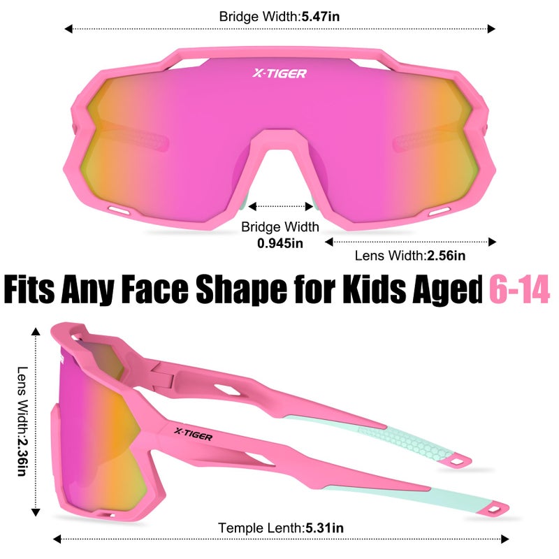 Xtiger X-TIGER Kids Sunglasses Polarized Youth Baseball Sunglasses for 8-14 boys girls UV400 Sports Softball Cycling Glasses - Image 3