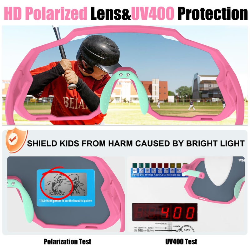 Xtiger X-TIGER Kids Sunglasses Polarized Youth Baseball Sunglasses for 8-14 boys girls UV400 Sports Softball Cycling Glasses - Image 4