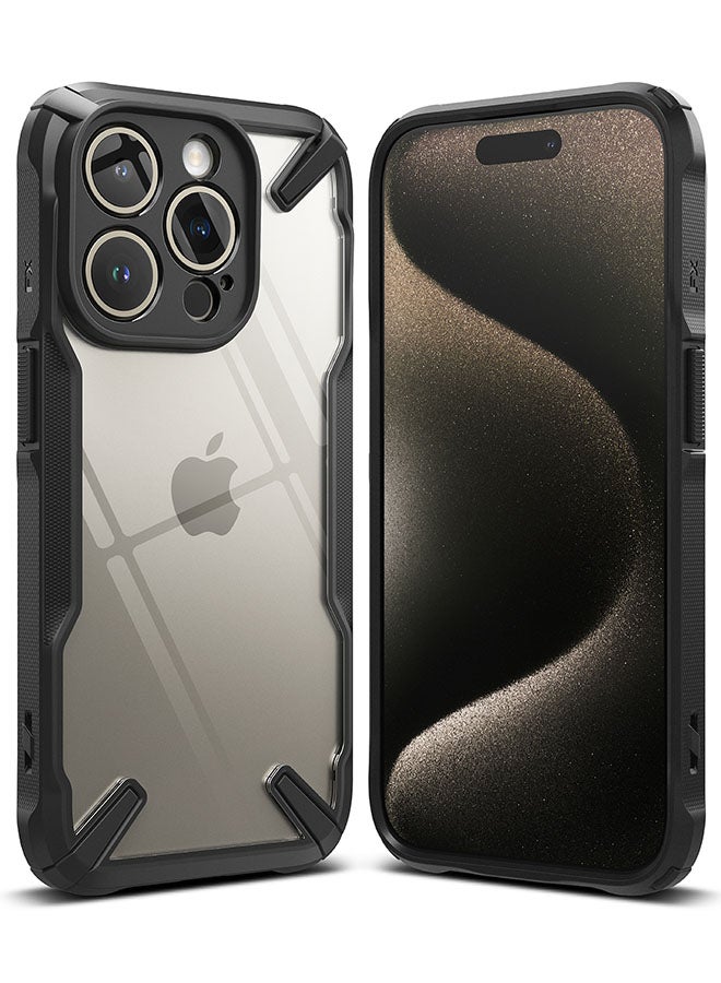 Ringke Fusion-X Compatible With iPhone 15 Pro Max Case Cover Transparent Hard Back Soft Flexible Tpu Bumper Scratch Resistant Shockproof Protection Back Cover Black - Image 1