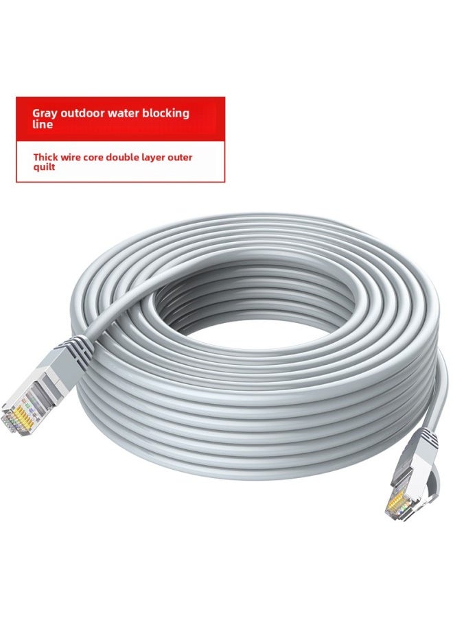 Finished Network Cable High-speed M Computer Super Class 5 Outdoor Network Cable Meter Home Broadband Router 102015m-Color:Gray Outdoor Water-blocking Network Cable [0.52 Thick Wire Core] Double Layer Outer Skin★Hard Wire-Line Length:100m  - Image 1