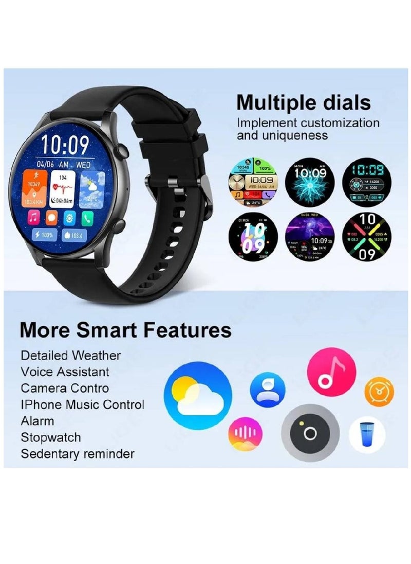 Roxxon - 2023 New Full Screen Smart Watch AMOLED 1.43 Inch HD Display Always Show Time Bluetooth Calling IP68 Waterproof Smartwatch - Black - Image 1