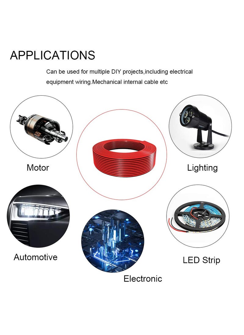 BTF-LIGHTING BTF-LIGHTING 32.8FT/10M 20AWG Strip Light Ribbon Electrical Extension Cable Wire 2 Pin Red Black Stand Connection 2 Core Cord Line for 3014 5630 FCOB Single Color Flexible LED Tape Rope  - Image 2