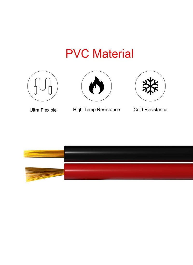 BTF-LIGHTING BTF-LIGHTING 32.8FT/10M 20AWG Strip Light Ribbon Electrical Extension Cable Wire 2 Pin Red Black Stand Connection 2 Core Cord Line for 3014 5630 FCOB Single Color Flexible LED Tape Rope  - Image 3