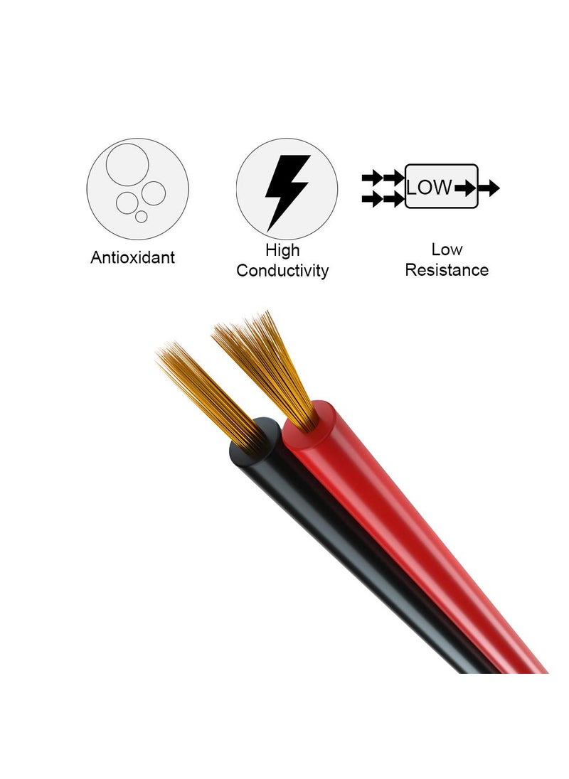 BTF-LIGHTING BTF-LIGHTING 32.8FT/10M 20AWG Strip Light Ribbon Electrical Extension Cable Wire 2 Pin Red Black Stand Connection 2 Core Cord Line for 3014 5630 FCOB Single Color Flexible LED Tape Rope  - Image 5