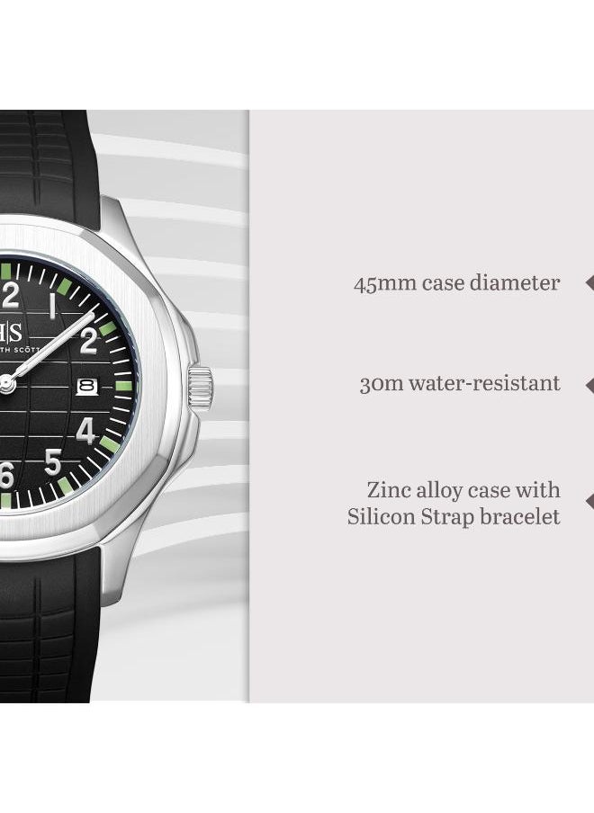 KENNETH SCOTT - Kenneth Scott K24014-SSBB Men's Analog Display Watch & Silicone Strap Black - Image 1
