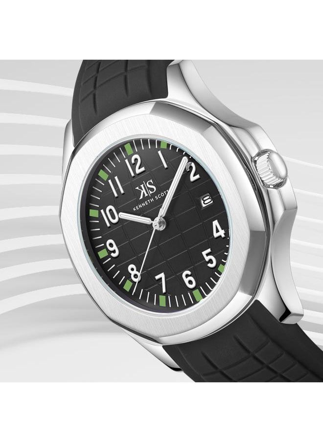 KENNETH SCOTT Kenneth Scott K24014-SSBB Men's Analog Display Watch & Silicone Strap Black  - Image 3