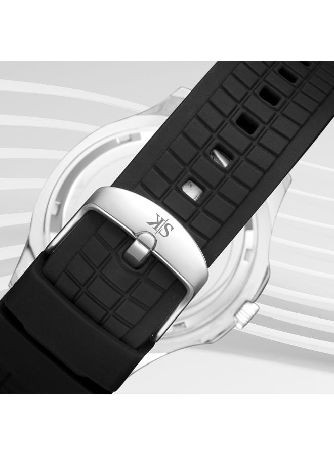 Kenneth Scott K24014-SSBB Men's Analog Display Watch & Silicone Strap Black - Image 4
