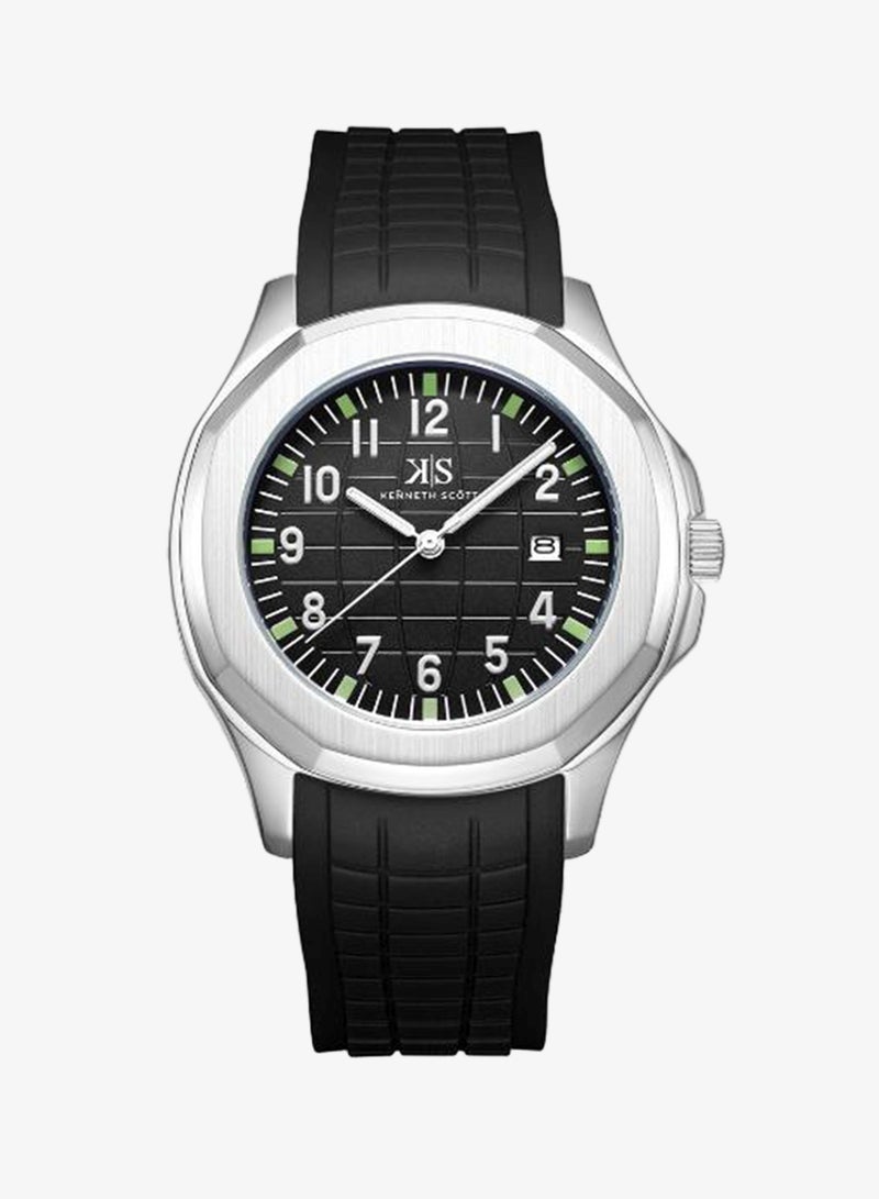 Kenneth Scott K24014-SSBB Men's Analog Display Watch & Silicone Strap Black - Image 3