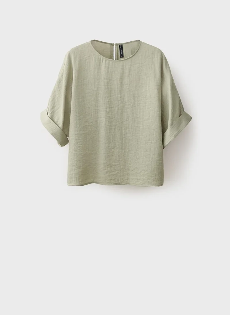 MANGO Oversized blouse with turn-up sleeves
