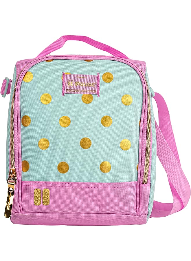 PAUSE Floral Printed Lunch Bag  Reusable Meal Bag With Adjustable Strap And Zip Closure  Food Container For Student  Light Blue - Image 1