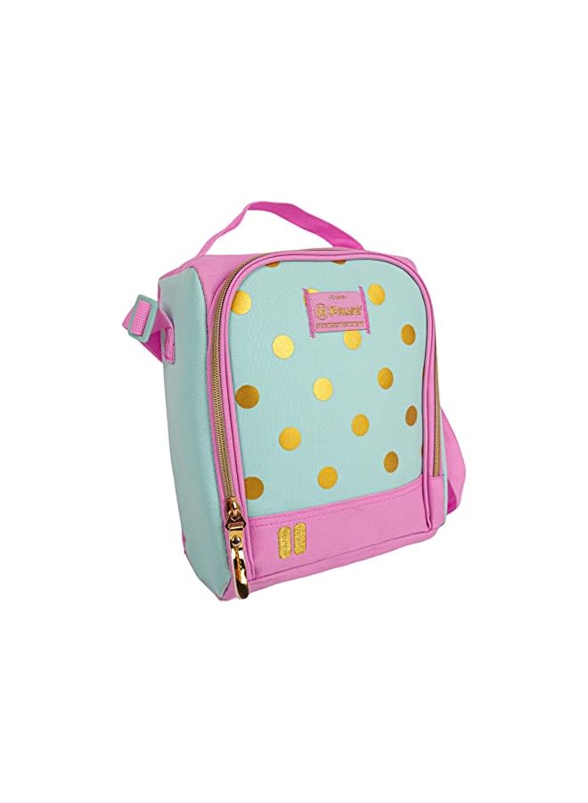 PAUSE Floral Printed Lunch Bag  Reusable Meal Bag With Adjustable Strap And Zip Closure  Food Container For Student  Light Blue - Image 3