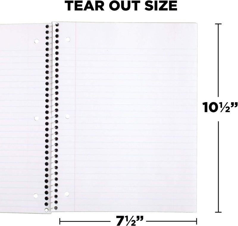 Mead Spiral Notebooks, 1 Subject, Wide Ruled Paper, 70 Sheets, 10-1/2 x 7-1/2 inches, Green, 4 Pack (38300) - Image 4