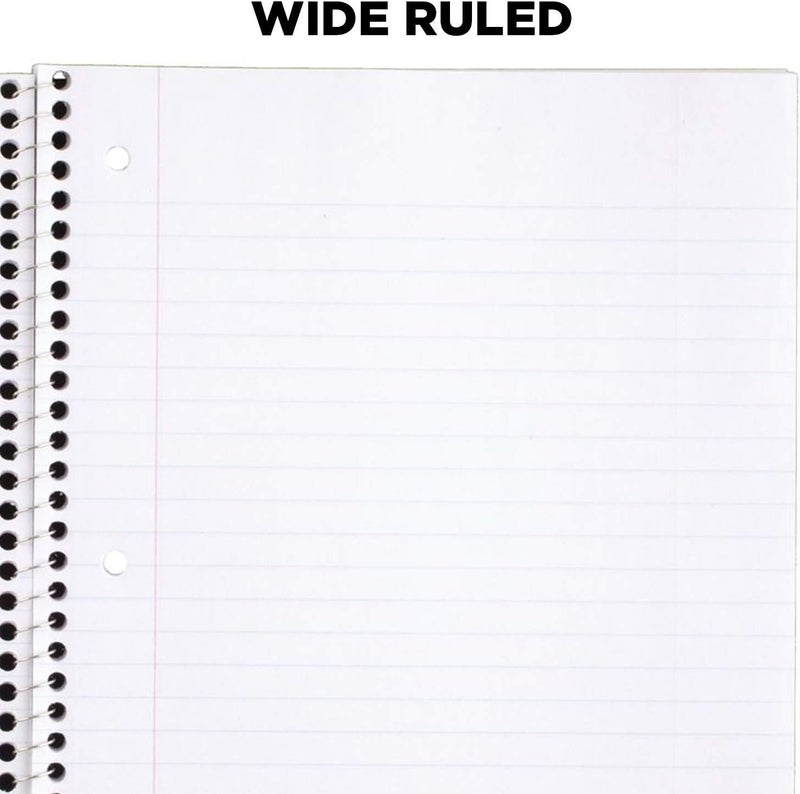 Mead Spiral Notebooks, 1 Subject, Wide Ruled Paper, 70 Sheets, 10-1/2 x 7-1/2 inches, Green, 4 Pack (38300) - Image 5