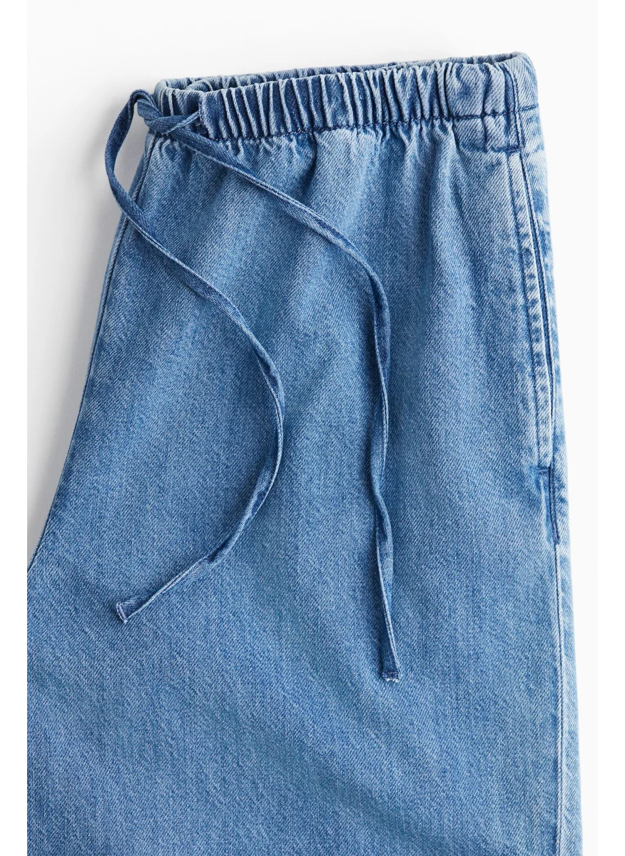 H&M FEATHER SOFT DENIM DRAWSTRING TROUSERS
