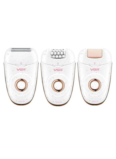 ماكينة إزالة الشعر الاحترافية للنساء 3 في 1 - مضادة للماء، مزودة بإضاءة وسرعتين، موديل VGR-739