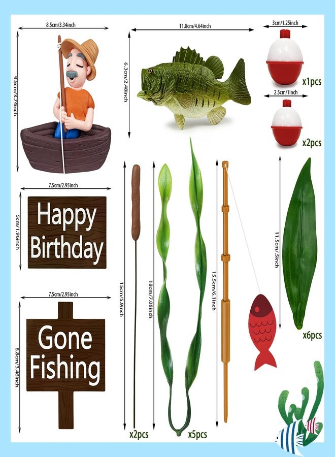 KDPATFAV 21 قطعة من زينة كعكة Gone Fishing على شكل سمكة صياد لتزيين الكعك لحفلة Gone Fishing ذات الطابع الخاص بمستلزمات الديكور - Image 2
