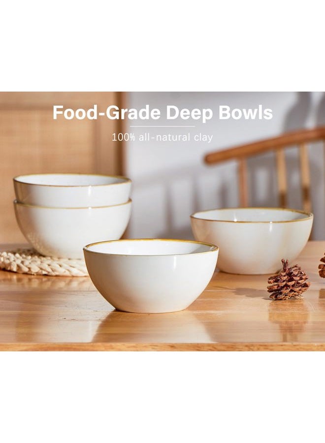 Onemore Cereal Bowl Set of 6, 24 oz - Microwavable, Dishwasher Safe and Freezer Safe Ceramic Kitchen Bowls - Housewarming Gift, Vanilla White - Image 2