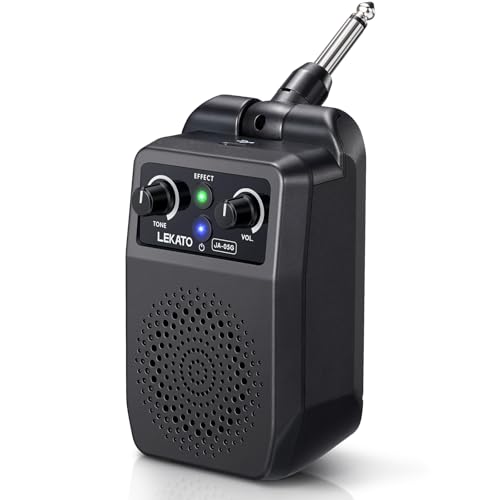LEKATO مضخم صوت كهربائي صغير LEKATO 5W، مضخم صوت محمول للجيتار بلوتوث مع 4 تأثيرات مدمجة، نظيف، تشويه، زيادة، صدى، مضخم صغير قابل لإعادة الشحن للتدريب، أسود (JA-05G) - Image 1