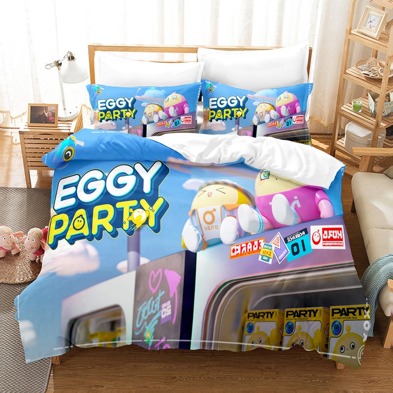 New Eggboy Party Digital Printed Brushed Bedding Four-Piece Set Of Three Pieces Egggy Party Sheets - Image 2