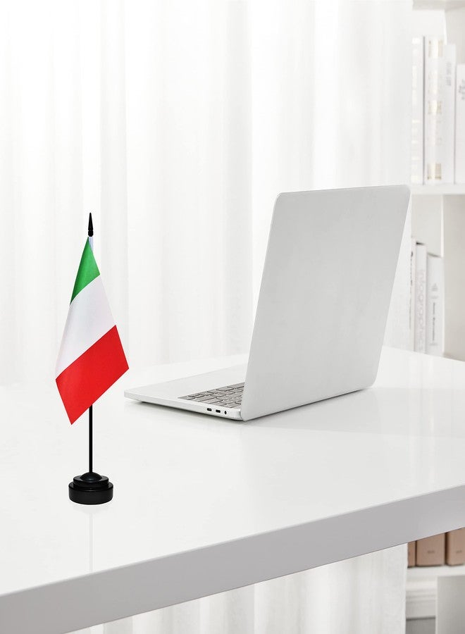 BCLin Italy Desk Flag Set, 2 Pack Italian Table Office Flags, Small Mini Desktop Flag With 12" Solid Black Pole, Black Base, Miniature Desktop Flag - Image 5