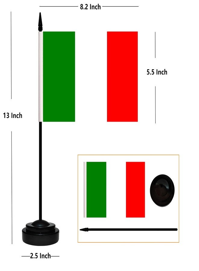 BCLin Italy Desk Flag Set, 2 Pack Italian Table Office Flags, Small Mini Desktop Flag With 12" Solid Black Pole, Black Base, Miniature Desktop Flag - Image 2