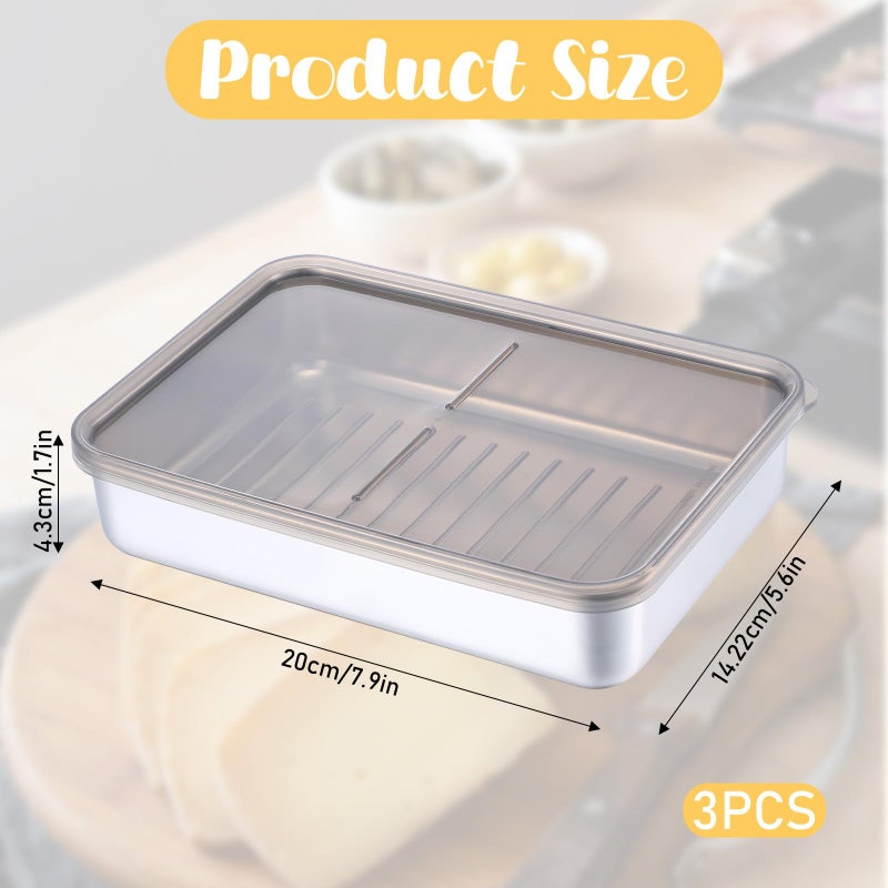 Lemecima 3Pcs Deli Containers with Lids, 7.9*5.6*1.7 in Bacon Container for Refrigerator, Fridge Organizer, Cheese Container for Fridge, Dishwasher Safe Long Deli Meat Storage Containers Fruit Tray with Lids - Image 2