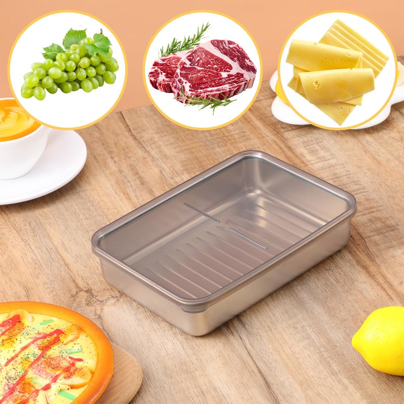 Lemecima 3Pcs Deli Containers with Lids, 7.9*5.6*1.7 in Bacon Container for Refrigerator, Fridge Organizer, Cheese Container for Fridge, Dishwasher Safe Long Deli Meat Storage Containers Fruit Tray with Lids - Image 3