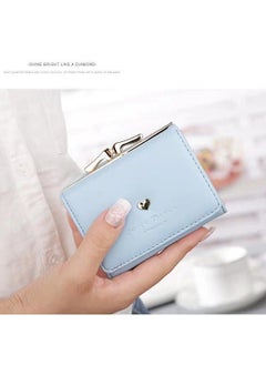 New Womens Short Wallet Korean Mini Cute Folding Multi-Card Purse Love Blue