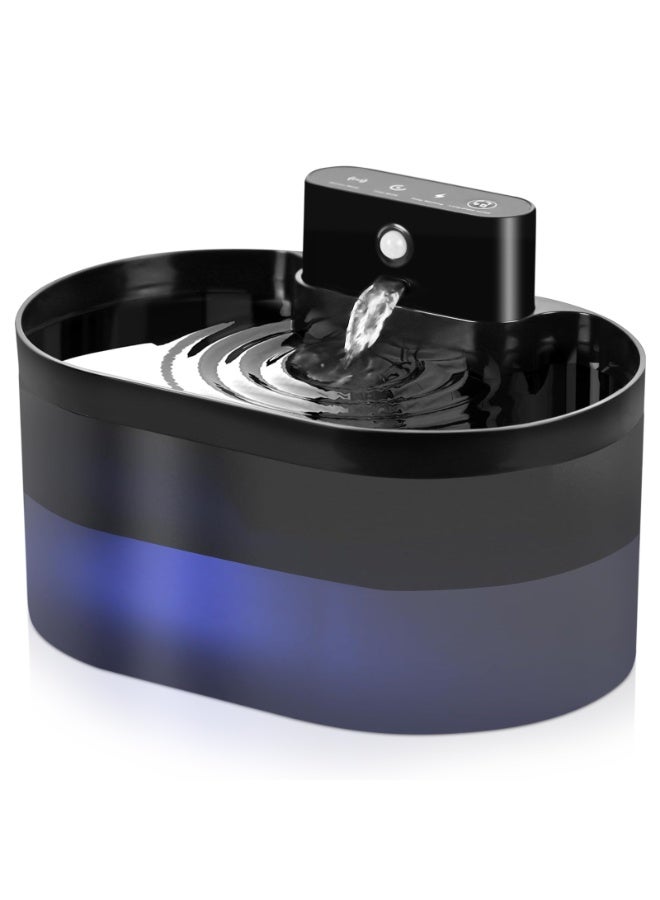 Flvzog Wireless Cat Water Fountain, Battery Operated 2.2L Pet Fountain, Automatic Cat Waterer Fountain with Motion Sensor, Ultra Quiet Pump BPA-Free - Image 1