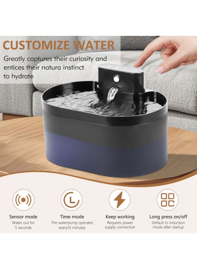 Flvzog Wireless Cat Water Fountain, Battery Operated 2.2L Pet Fountain, Automatic Cat Waterer Fountain with Motion Sensor, Ultra Quiet Pump BPA-Free - Image 2