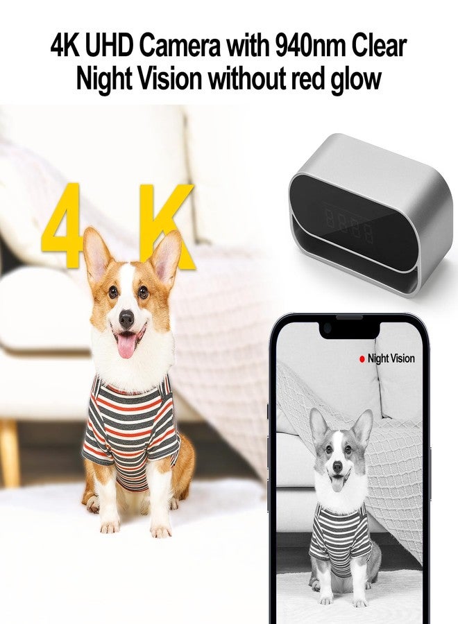 ساعة InCliick الذكية اللاسلكية المزودة بكاميرا 4K ورؤية ليلية، لمراقبة الحيوانات الأليفة، تدعم التحكم عن بُعد عبر التطبيق وكشف الحركة - بدون صوت - Image 3