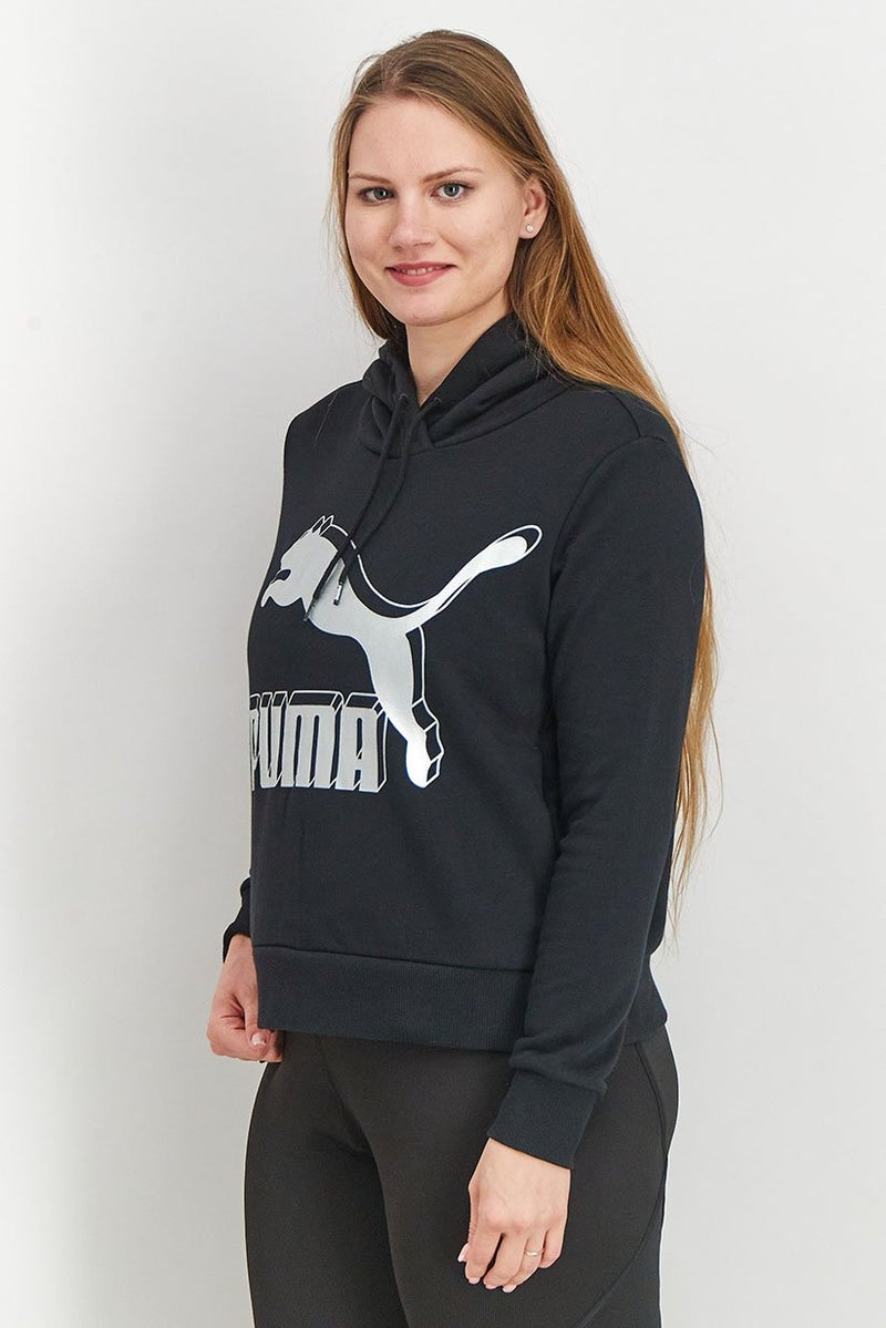 PUMA Women Regular Fit Long Sleeve Training Hooded Sweatshirt, Black  - Image 2