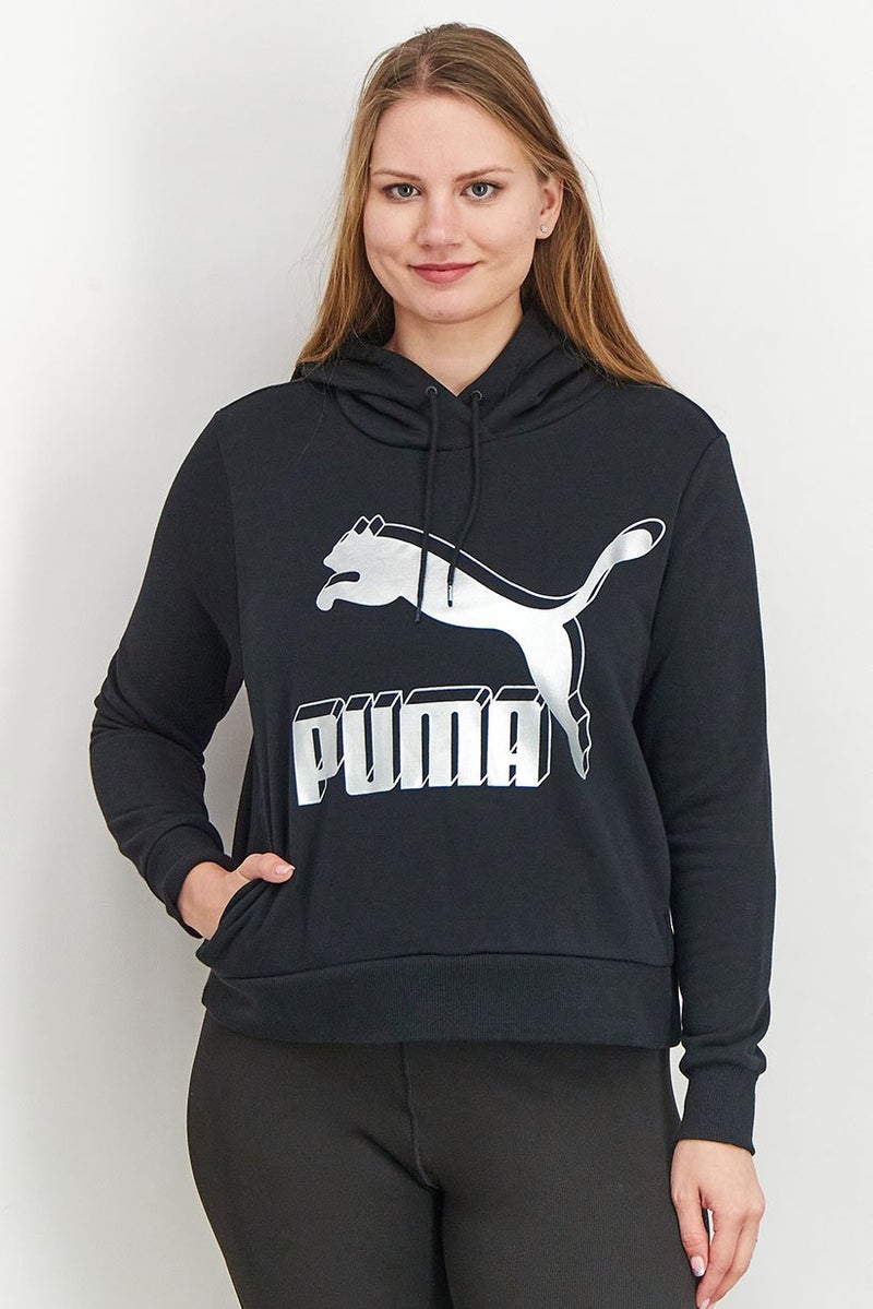 PUMA Women Regular Fit Long Sleeve Training Hooded Sweatshirt, Black  - Image 1