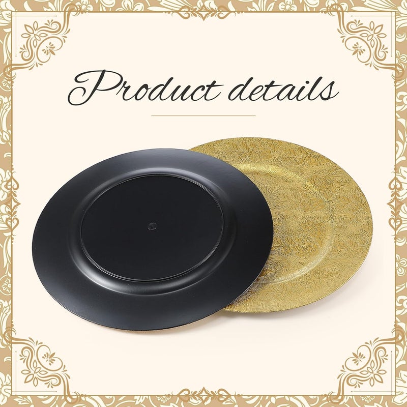 Maxdot 8 Pcs 13 Inches Round Charger Plates Rustic Galvanized Metal Chargers Plates Farmhouse Modern Home Table Decoration for Dinner Wedding Party Gold - Image 3