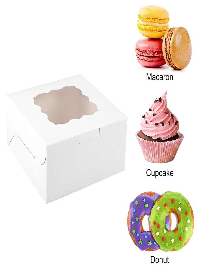 BAKEFY Paper (3X3X2) 25 White 1 Brownie Holder Cupcake Bakery Boxes White Single Cupcake Carriers Bulk Individual Cupcake Containers Bakery Cupcake Boxes with Window for Small Pie, Cookies, Cupcakes - Image 2