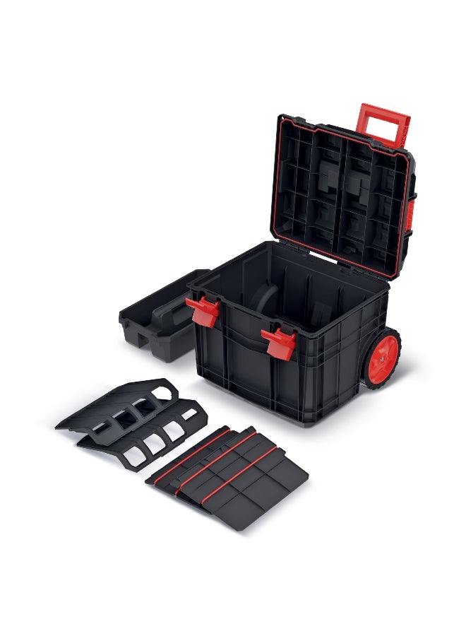Kistenberg Durable Tool Trolley with Removable Separators C Block Tool Trolley Black and Red 38 x 38 x 45 cm - Image 2