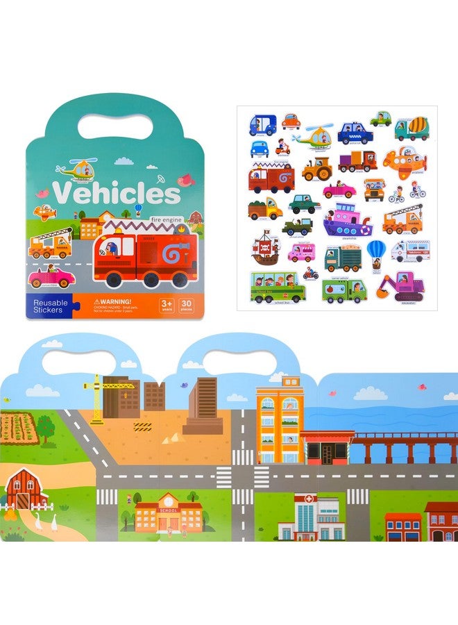 ASTARON Reusable Sticker Book For Toddlers, Vehicle Stickers Road Trip Activities Car Airplane Activities Travel Toys For Kids, Kids Quiet Time Activities (2-6 Age) - Image 1