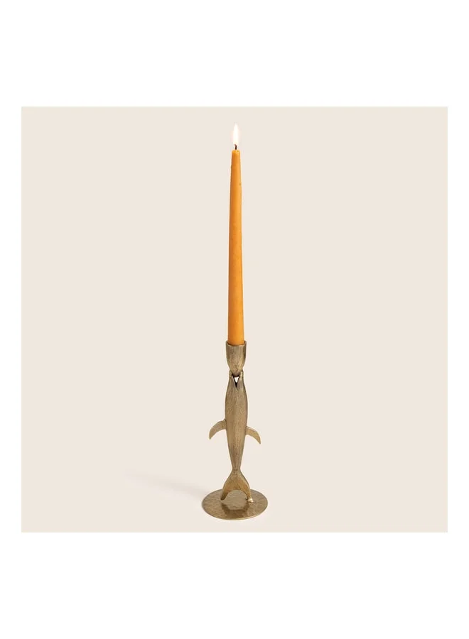 Zsa Zsa Zsu Lotus Antique Brass Iron Candelabrum 9x9x24 cm.