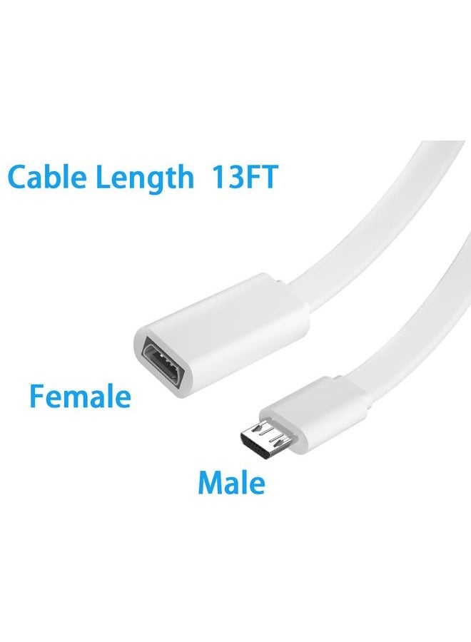 SIOCEN 2 Pack 13FT Micro USB Extension Cable for Zmodo,Male to Female Extender Flat Power Cord Compatible for Wyze Cam v3 v2,Yi Camera,Oculus Go,Netvue,Nest Cam,Blink,Furbo Dog Home Security Camera - Image 2