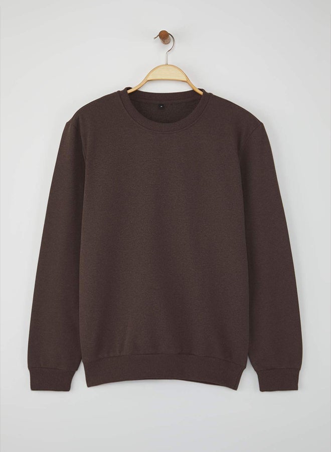 trendyol Brown Regular/Normal Cut Inside Fleece/Warm Sweatshirt - Image 2