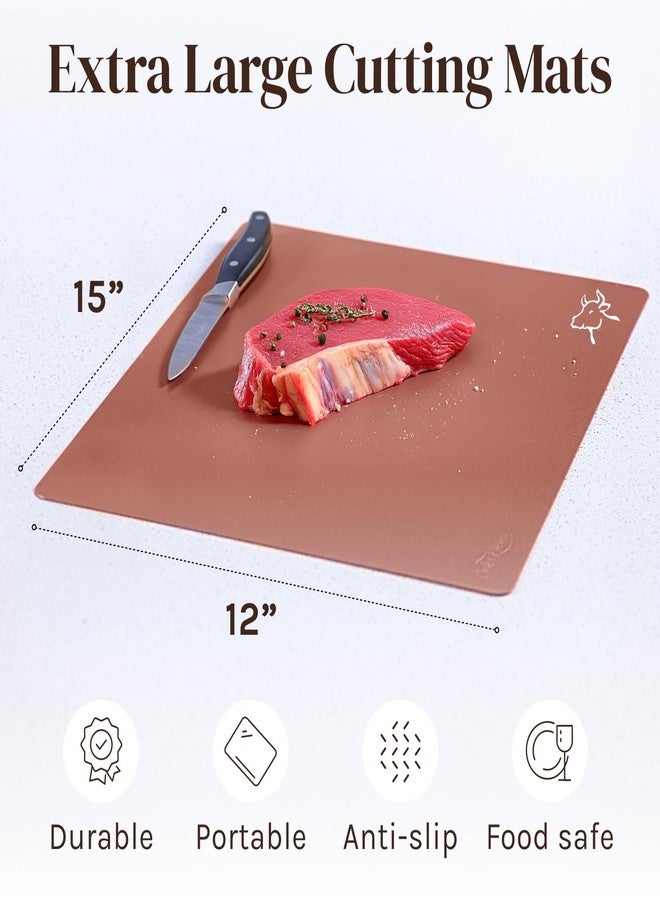 Cooler Kitchen Extra Thick Pastel Flexible Plastic Cutting Board Mats with Food Icons & EZ-Grip Waffle Back, (Set of 4) Dishwasher Safe - Image 5