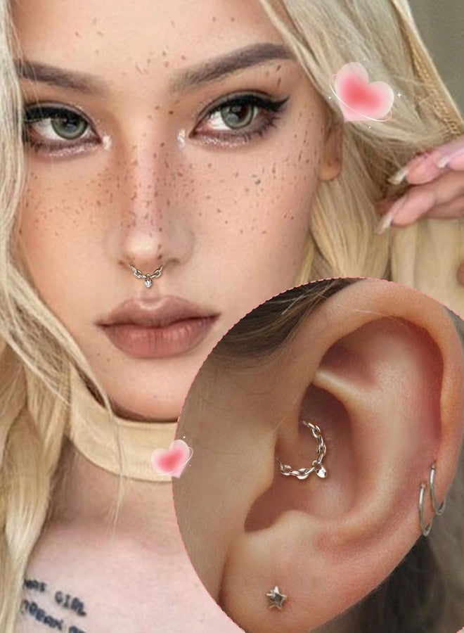 COCHARM love Lock Septum Rings 16G Septum Jewelry Surgical Steel Daith Rook Jewelry Cute Helix Daith Earrings for Women Men - Image 2