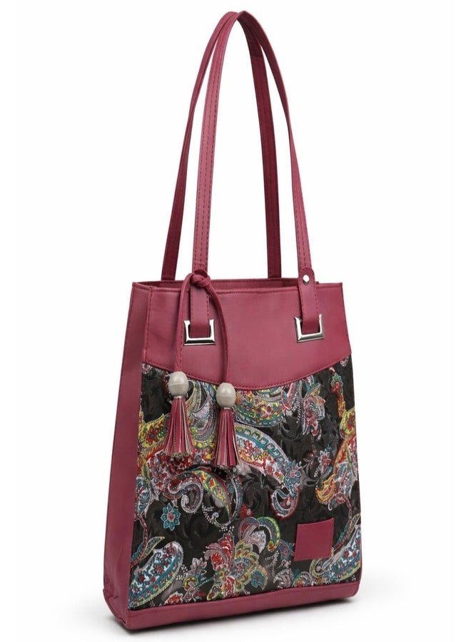 TYPIFY Printed Tote Handbag for Women | Faux Leather Shoulder Bag with Dual Compartments for Office, Daily Use & Travel | Spacious, Lightweight Ladies Handbag - Image 4