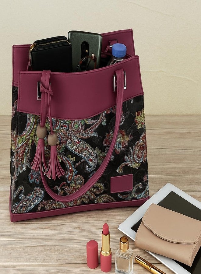 TYPIFY Printed Tote Handbag for Women | Faux Leather Shoulder Bag with Dual Compartments for Office, Daily Use & Travel | Spacious, Lightweight Ladies Handbag - Image 5