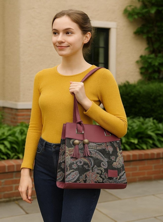 TYPIFY Printed Tote Handbag for Women | Faux Leather Shoulder Bag with Dual Compartments for Office, Daily Use & Travel | Spacious, Lightweight Ladies Handbag - Image 3