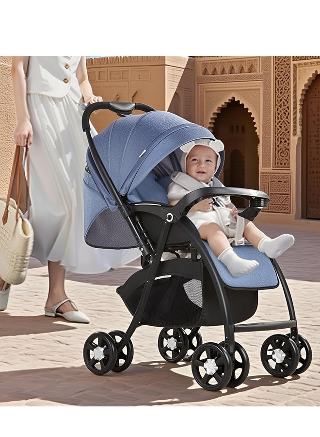 Habona Reversible Handle Baby Stroller — Dual-Direction Pushchair with Shock Absorption, Large Sun Canopy, 5-Point Harness & Lightweight Foldable Design - Image 2